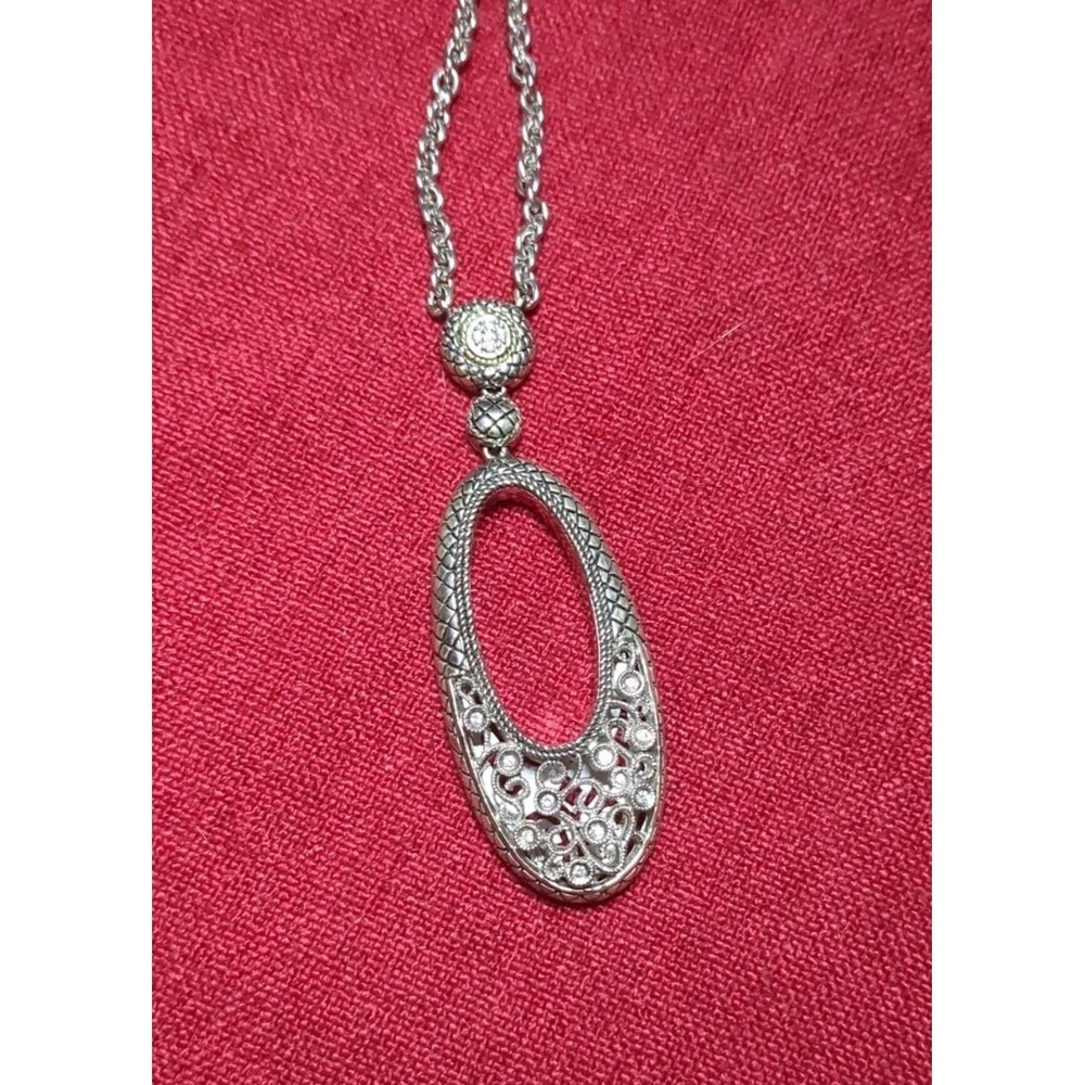 ANDREA CANDELA 18K Diamond Sterling Silver Ornate Filagree Necklace‎